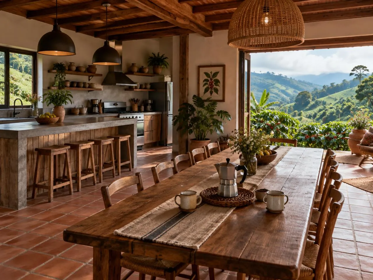 Cocina abierta de Casa Cafetal